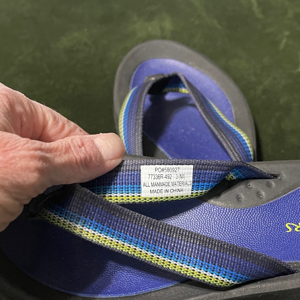 Blue Rafters Sandals + 2 Pairs of Old Navy Flip Flops - Blue, Silver/Gray, Black - Picture 5 of 5
